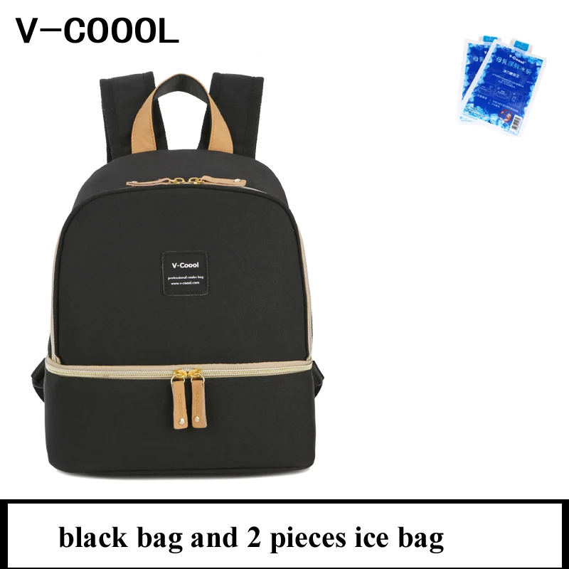 black and ice bag V-COOOL изолированная сумка для детской бутылочки для беременных Кормление молока свежее хранение кормящих подгузников сумки терморюкзак DCO - Цвет: black and ice bag