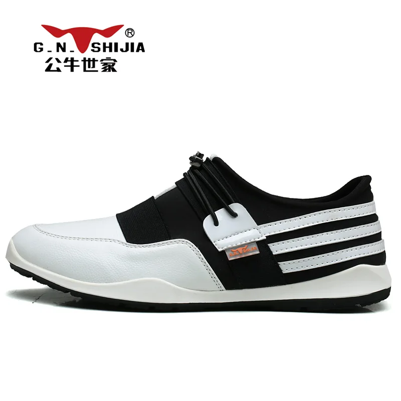 Г. Н.. ШИ ЦЗЯ Британский Стиль Белый Черный Полное Зерно Кожа с Тканью Верхней