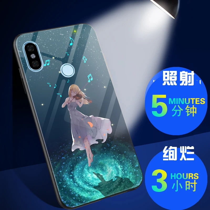 Чехол в виде светящегося стекла для Xiao mi Red mi 5 Plus 5,9" 5A 6A S2 роскошный ночной светящийся чехол-накладка для Red mi 6 Pro mi A2 Lite