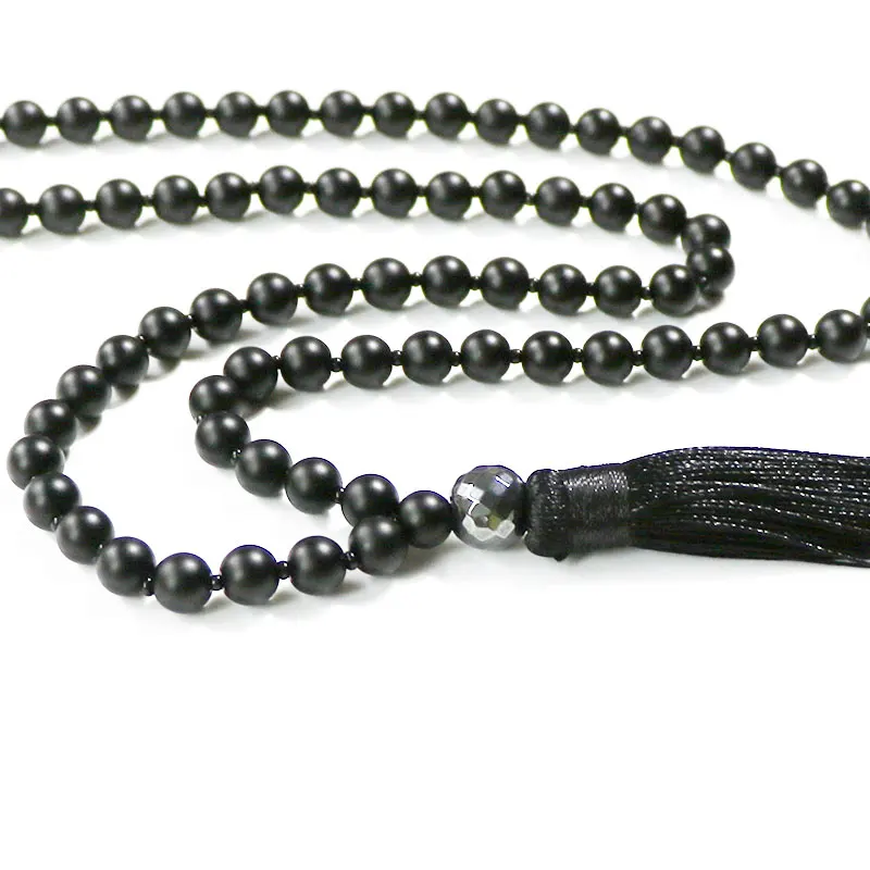 Женское Ожерелье из бисера Hematite Cross 8 мм подвеска с шёлковой кисточкой ювелирное