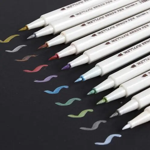 Soft Brush Pen STA 10 цветов/коробка металлический маркер ручка Сделай Сам Скрапбукинг ремесла мягкая кисть ручка художественные маркеры для канцелярских принадлежностей школьные принадлежности - Цвет: Soft Brush Pen