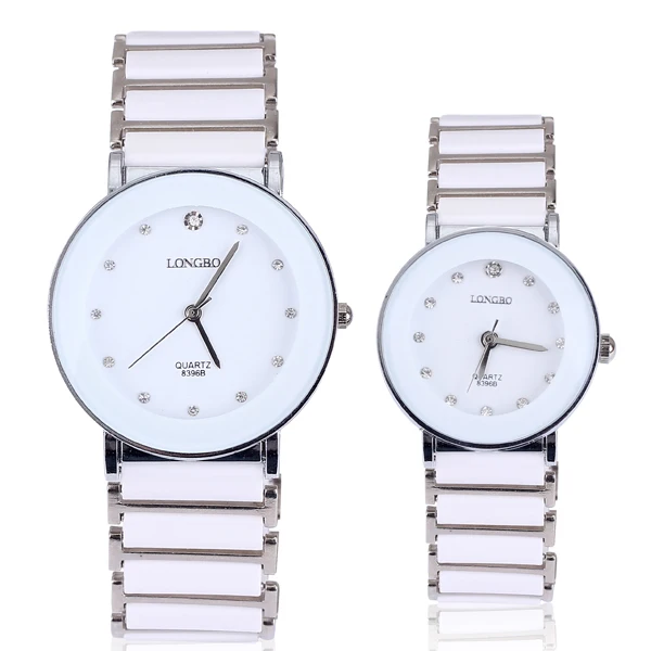 Lovers watch fashion rhinestone crystal white ceramic stainless steel Japan quartz brand name new with tags drop shipping | Наручные часы