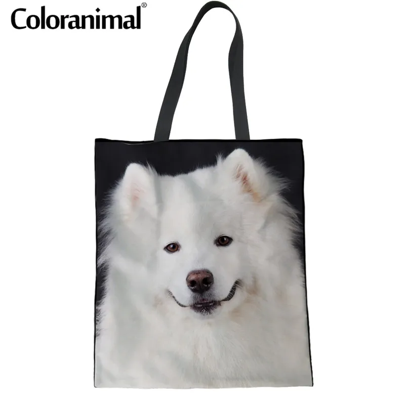 Coloranimal известный 3D щенок собака самоед печати для женщин большой сумки из