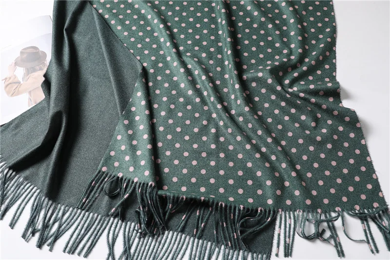Dot Print Cashmere Scarf Women Thick Warm Shawls and Wraps Winter Scarves Long Pashmina Fashion Tassels Neck Scarfs Hijab Femme