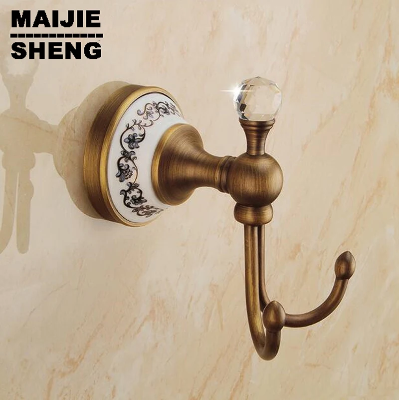 

Hot selling Bathroom crystal Antique cloth hooks Bronze ceramic Robe Hook ,Clothes Hook,Coat Hook,Bathroom Products