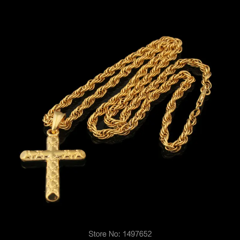 Подвеска Jesus Cross женская и мужская мода золотое ожерелье Трендовое распятие инри