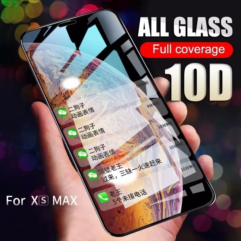 

10D Full Cover Protective Glass on the For iPhone X XR XS Max Tempered Glass On the For iPhone 6s 7 8 Plus Screen Protector