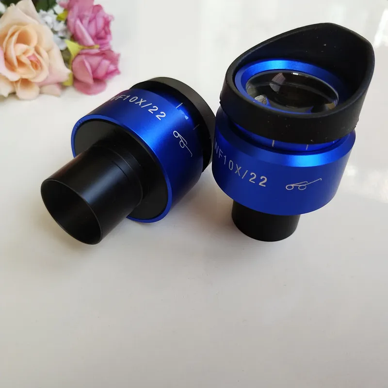 

Cool ! WF10X 22mm Blue Shell Zoom Adjustable High Eyepoint Biological Microscope Eyepiece Lens 23.2mm with Rubber Eye Guards