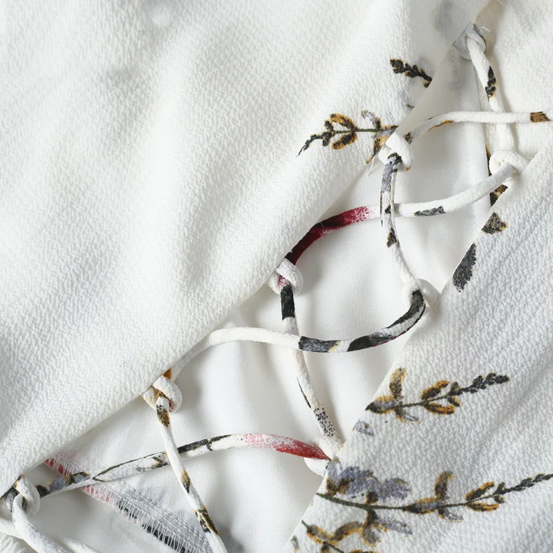 Женское Бандажное платье с цветочным принтом белое вечернее мини-платье