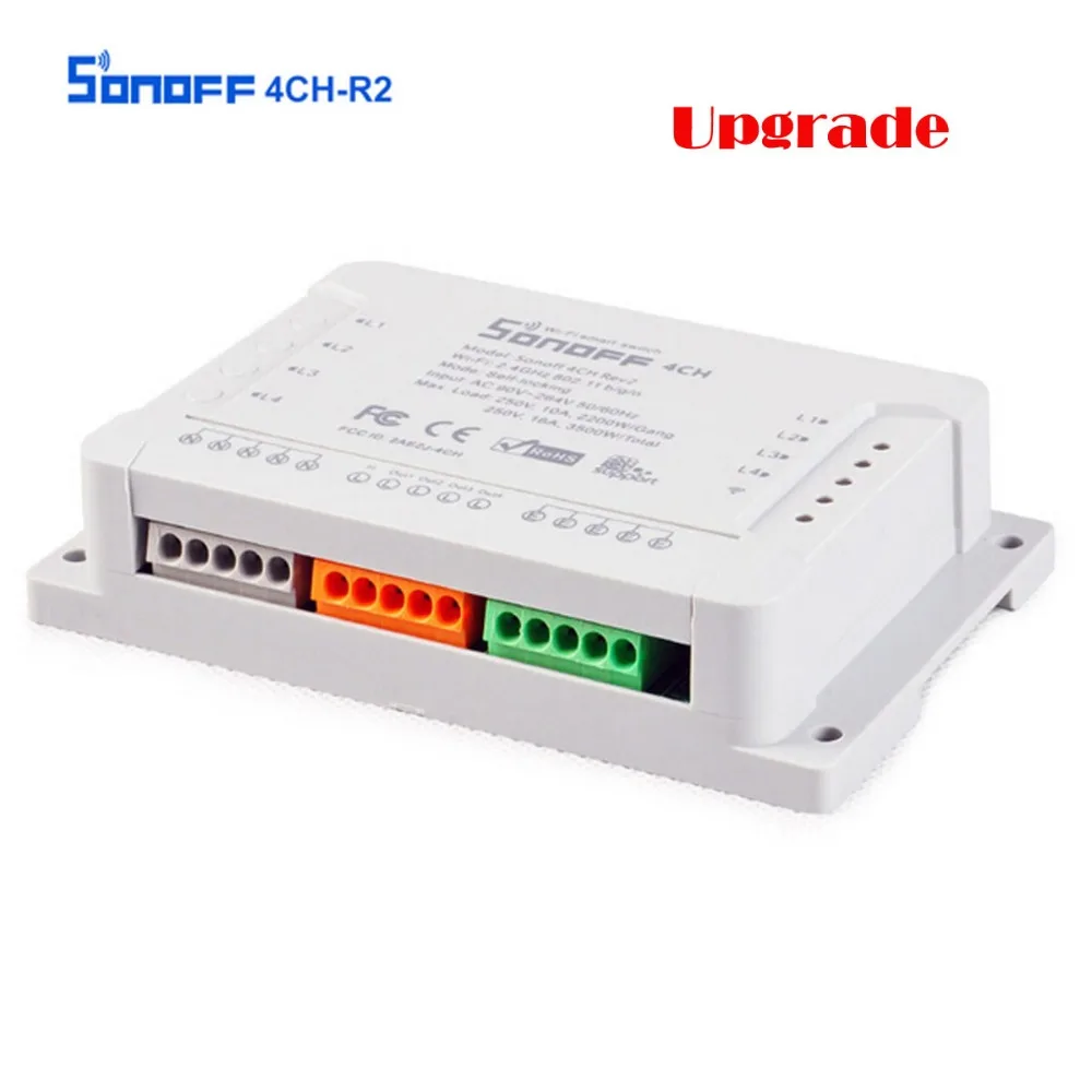 Смарт переключатель Sonoff 4ch R2 4 канала 433 МГц 2 ГГц Wi Fi дистанционное управление