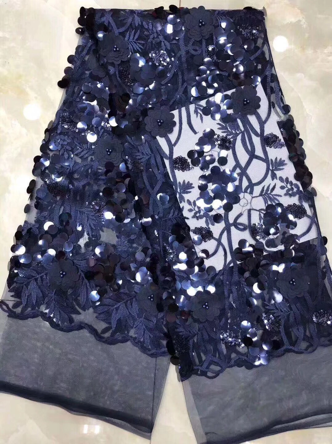 Красная нигерийская кружевная ткань для свадьбы 3D Цветочная с бусинами новейшая