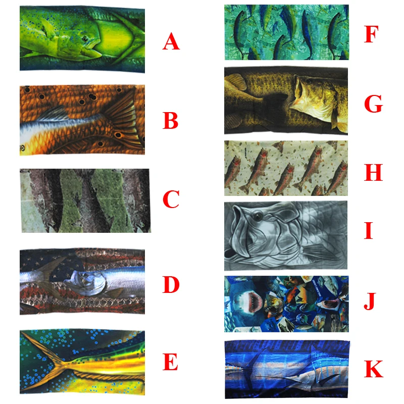 Бесшовные головные уборы 5 шт./лот банданы с рисунком рыбы уличные велосипедные