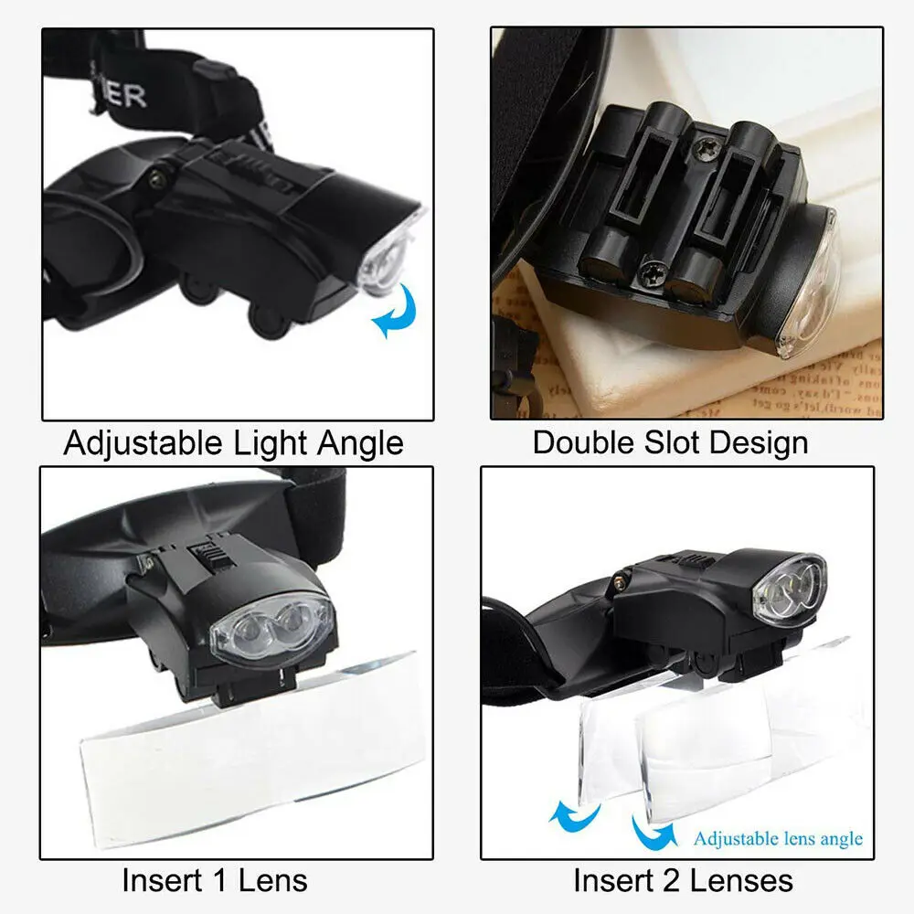 Головной козырек увеличительное стекло светодиодный портативный головной убор увеличительное стекло для ресниц хирургическая зубная Лупа 1X~ 6X