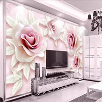 custom mural wallpaper 3d pink rose tv background wall