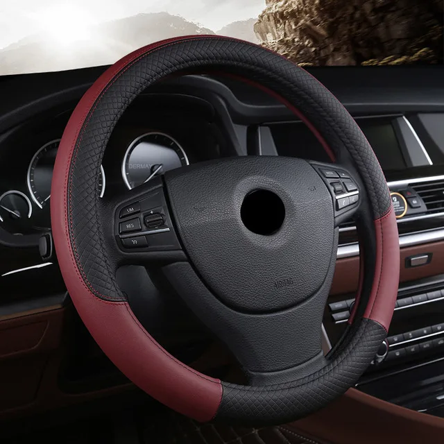 Wine Red Автомобильное рулевое колесо крышка 38 см кожи ручной работы Мужская прошитая вручную Искусственная кожа для mercedes benz c180 c200 gl x164 ml w164 ml320 w163 w461 w463 - Название цвета: Wine Red