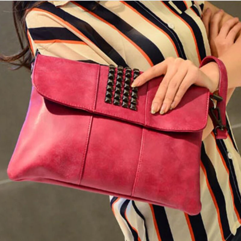 2017 женские сумки на плечо кожаные с шипами и заклепками винтажные сумочки через