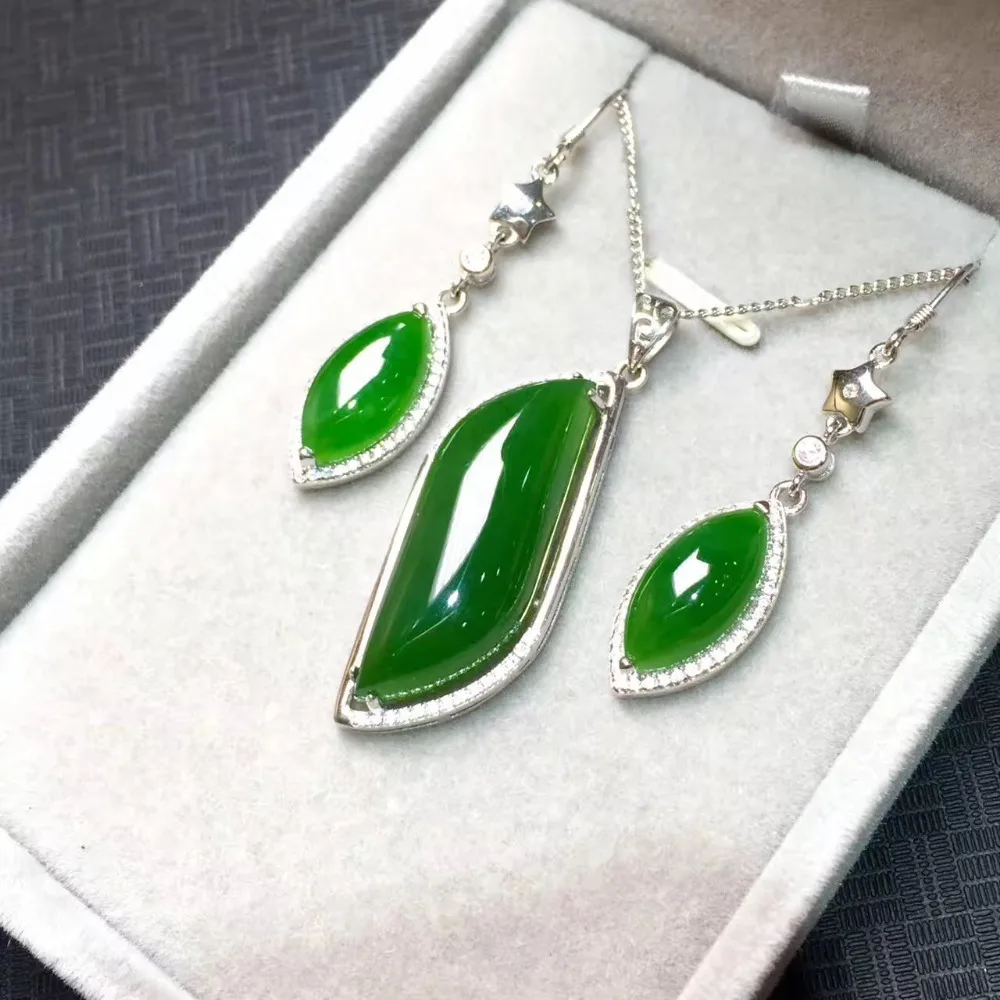 Набор из чистого натурального золота s925 пробы с инкрустацией tian jade jixu