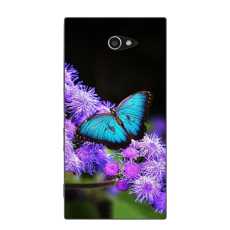 Окрашенный чехол для Sony Xperia M2 силиконовый мягкий из ТПУ S50H D2303 с изображением кота