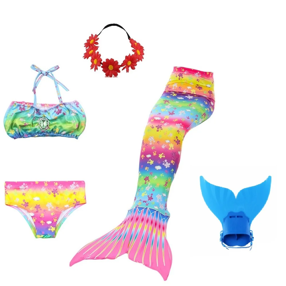 Купальный костюм для мальчиков зеленый хвост русалки Моноласты девочек монофина