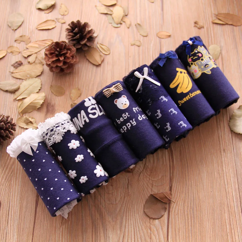 2018 Обувь для девочек Нижнее Бельё 7 шт./лот кружева прекрасный темно Трусики Лук с