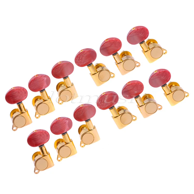 Акустическая гитара 6L6R с золотой крышкой красными пластиковыми кнопками|machine