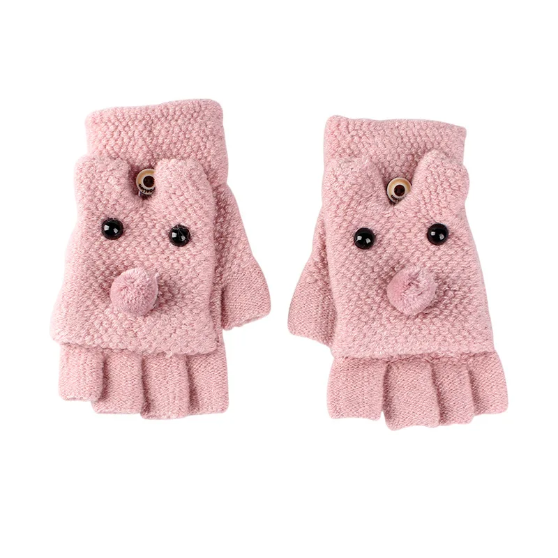 Модные милые Мультяшные кролики женские зимние акриловые шерстяные вязаные