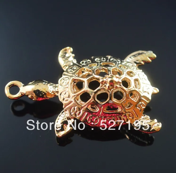 

Free shipping!Wholesale 38*23mm Hollow out tortoise pendant Charms Pale gold