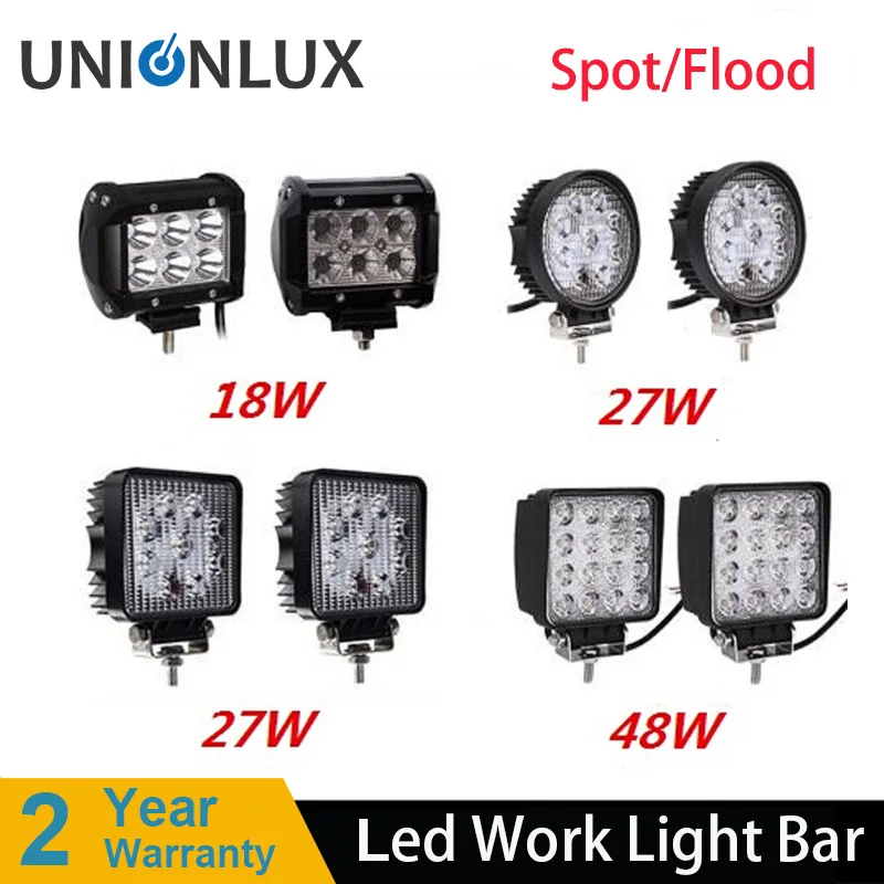 

2pcs 4inch 18W 27W 48W Offroad Car 4WD Truck Tractor Boat Trailer 4x4 SUV ATV 12V 24V Spot Flood LED Light Bar LED Work Light