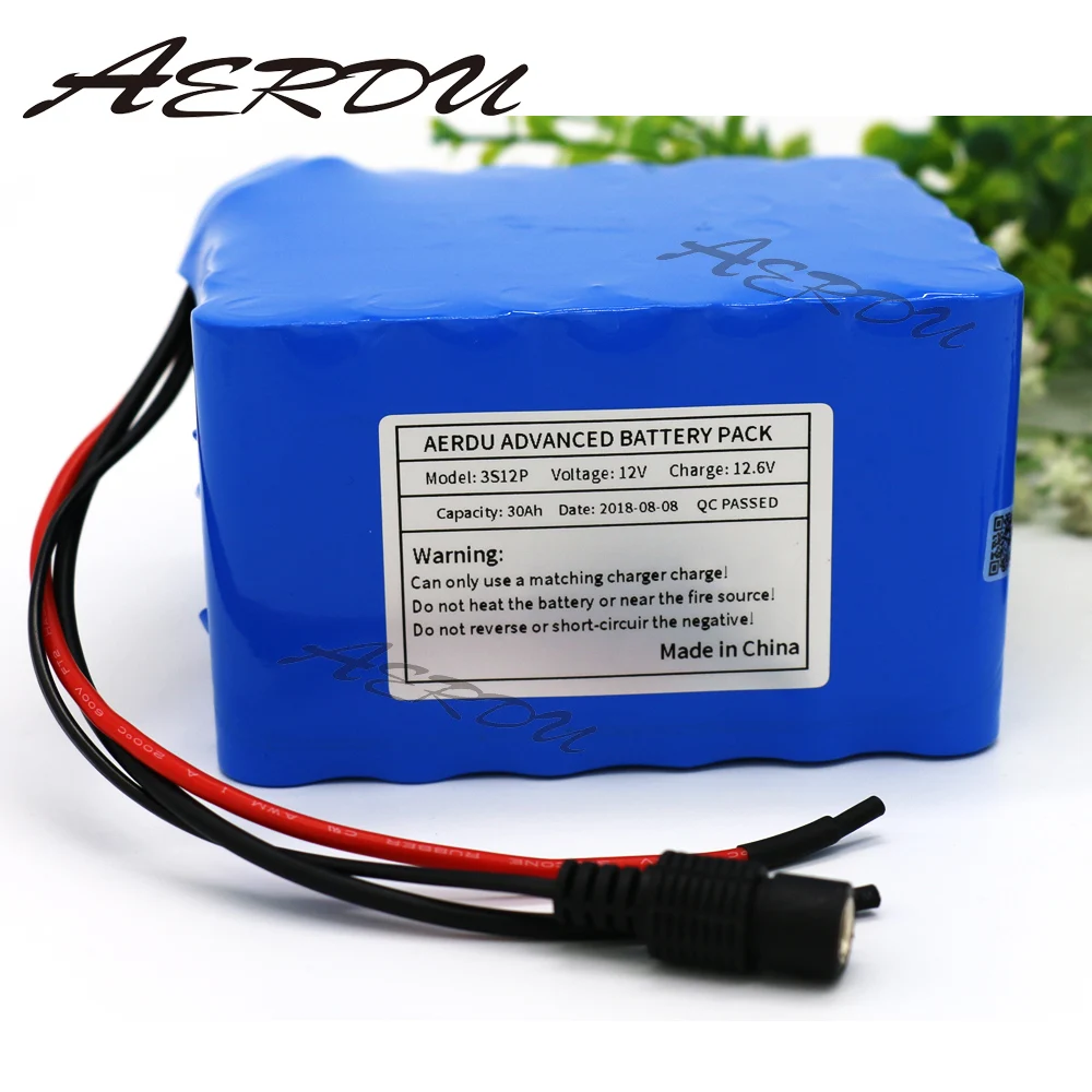 AERDU 3S12P 12 В 30Ah 12,6 в перезаряжаемая литий-ионная аккумуляторная батарея для инверторного шахтера грыжа лампа Солнечный уличный светильник с 60A BMS