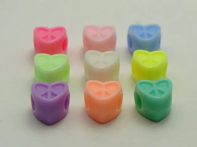 200 Mixed Pastel Color Acrylic Cute Love Heart Pony Beads for Kids Kandi Craft | Украшения и аксессуары