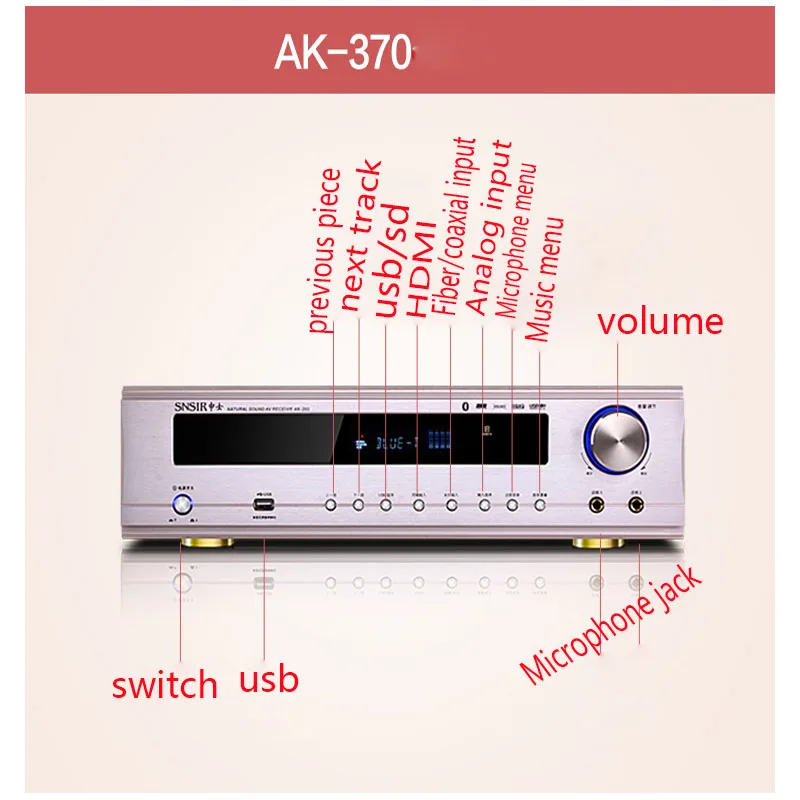 Kaolaohon 850 Вт 220 В AK-370/360 5,1 HDMI 4,0 Bluetooth усилитель высокой мощности сабвуфер KTV Профессиональный домашний кинотеатр