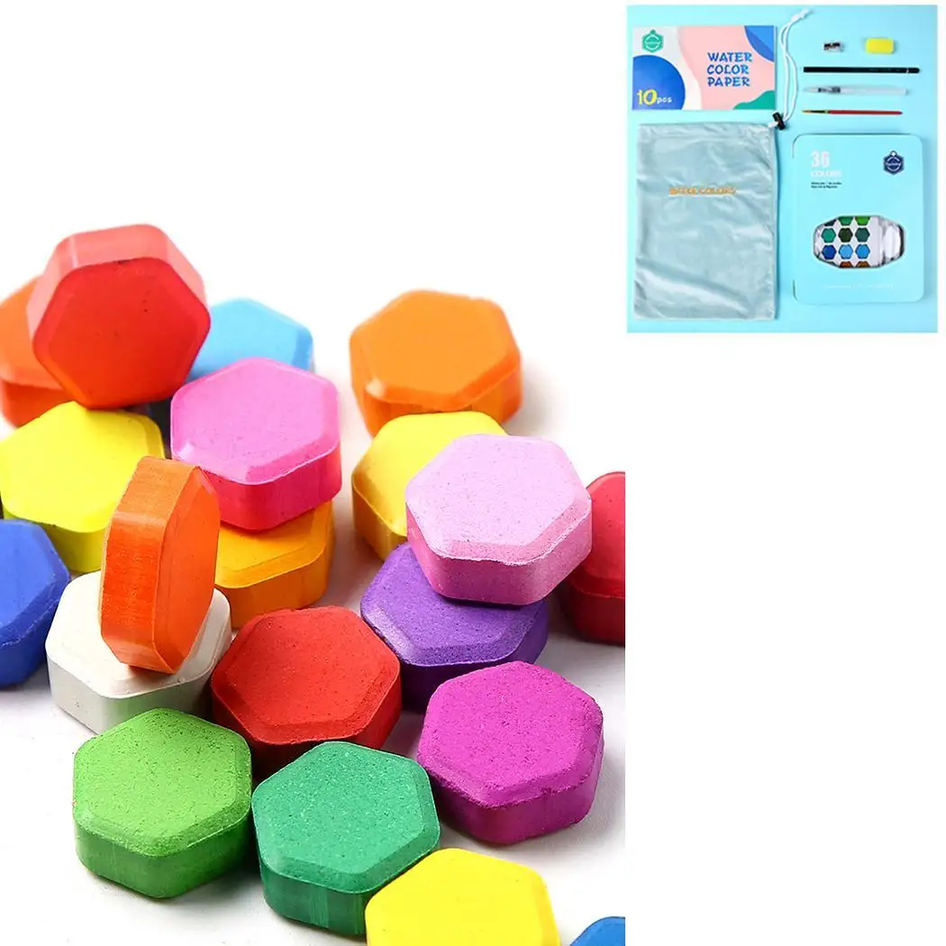 Нетоксичные Твердые пигментные акварельные краски акварель 36 цветов живопись