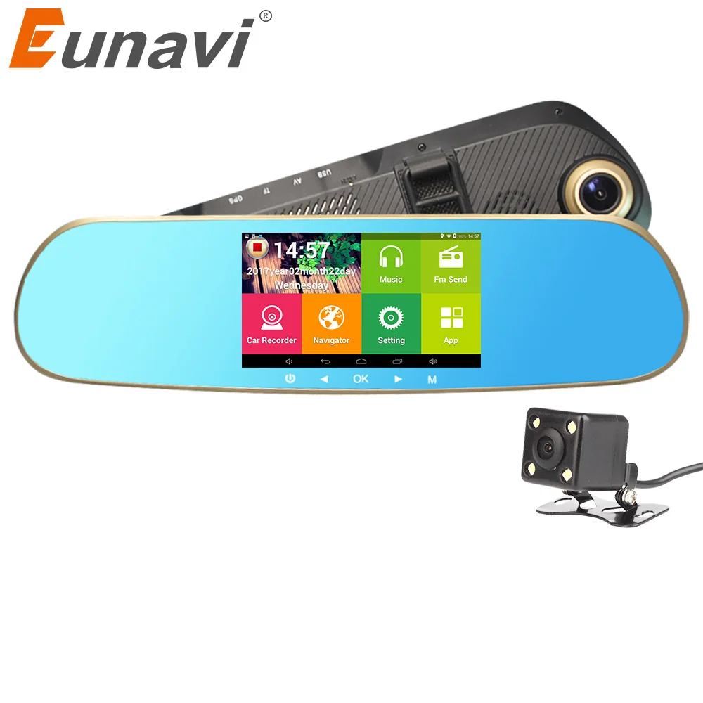 2018 Dashcam Eunavi 5 дюймов Ips Автомобильная Gps навигационная система DVR зеркало заднего
