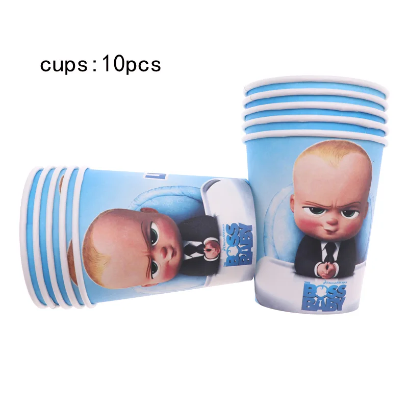 cups 10pcs 40 шт. Детские Boss вечерние декоративные тарелки салфетки для стаканчиков вечерние принадлежности Посуда для вечеринки на день рождения Декорации для детей - Цвет: cups 10pcs