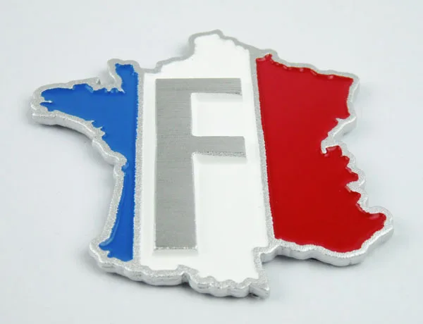 3D Алюминий Авто ФРАНЦИЯ ФРАНЦУЗСКАЯ map флаг эмблемы Стикеры | Автомобили и