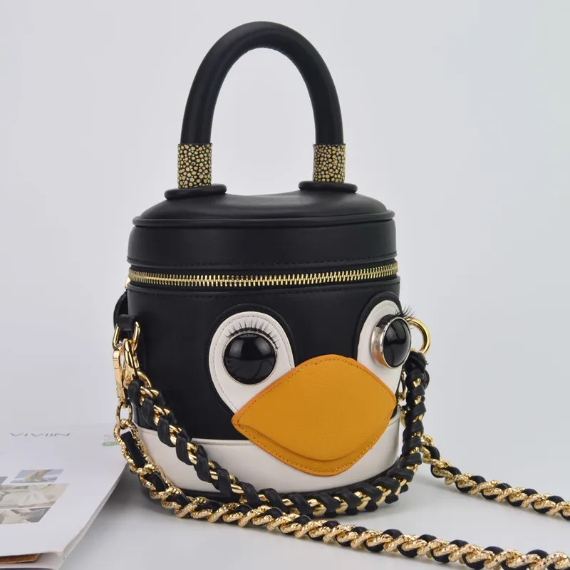 Adiyate модные кожаные Пингвин Для женщин сумка круглый клатч ручка-цепочка Сумки SAC