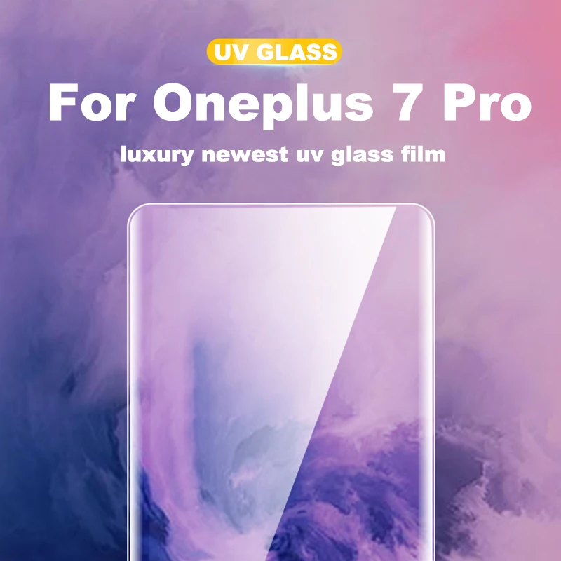 UV Liquid Full Glue Tempered Glass For OnePlus 7 Pro Case Friendly Screen Protector Huawe P30 Mate 20 | Мобильные телефоны и
