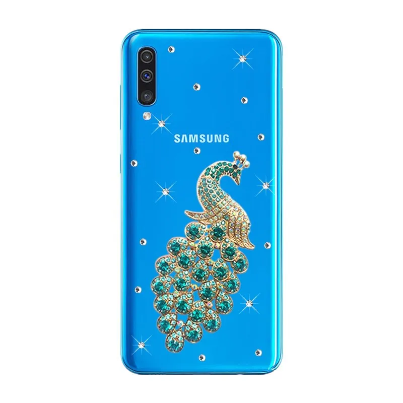 Блестящий чехол с бриллиантами для Samsung Galaxy A50 A30 A9 A7 2018 A8 A6 PLUS J8 J4 J6 S10 S9 S8 Прозрачный