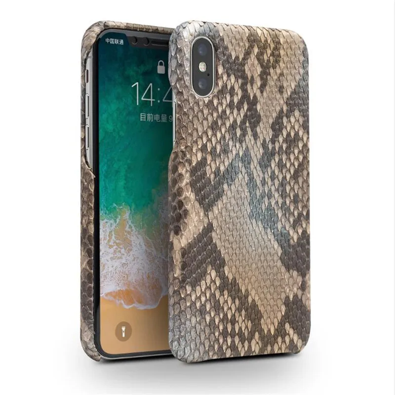 

QIALINO Luxury Custom-built Python Skin Genuine Leather Back Cover for iPhone X Ultra Thin Phone Case for iPhone X for 5.8 inch