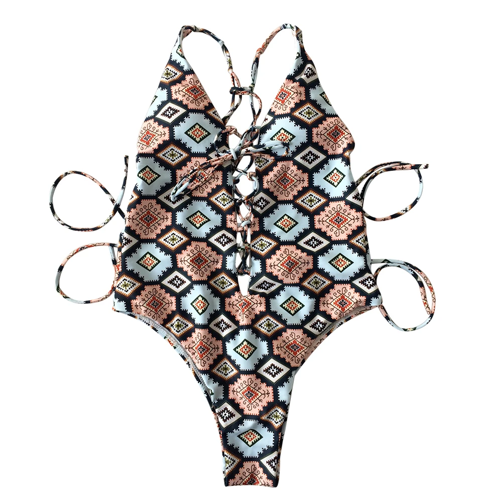 2019 г. ROSIELARS слитный купальник в клетку со стразами и принтом лидер продаж бикини