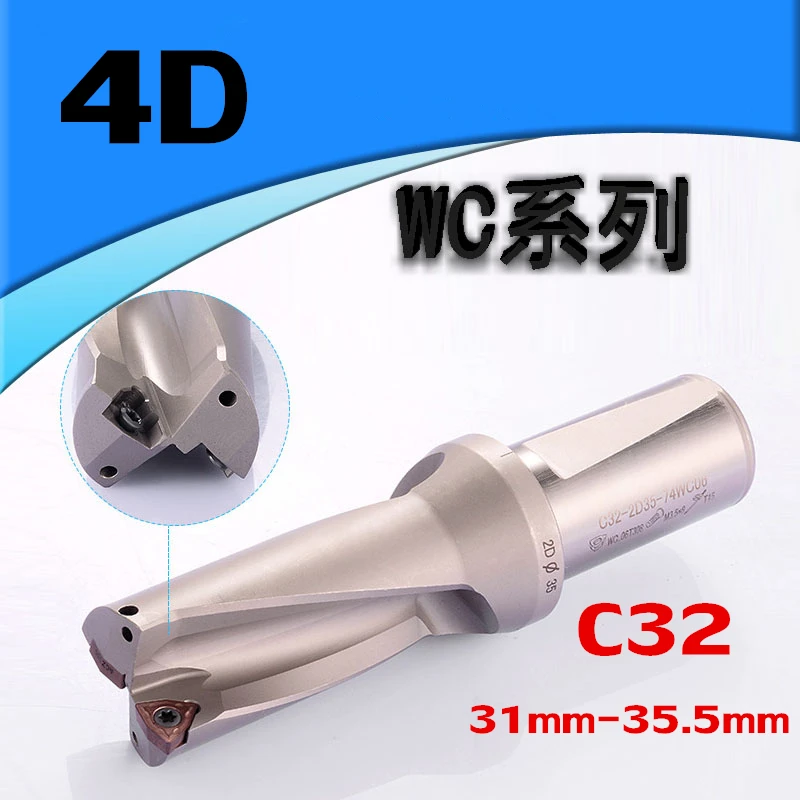 

WC C32 4D SD 31 32 33 34 35 mm Indexable Insert Drills U Drill Type CNC Drilling Shallow Hole Tool For Wc Insert