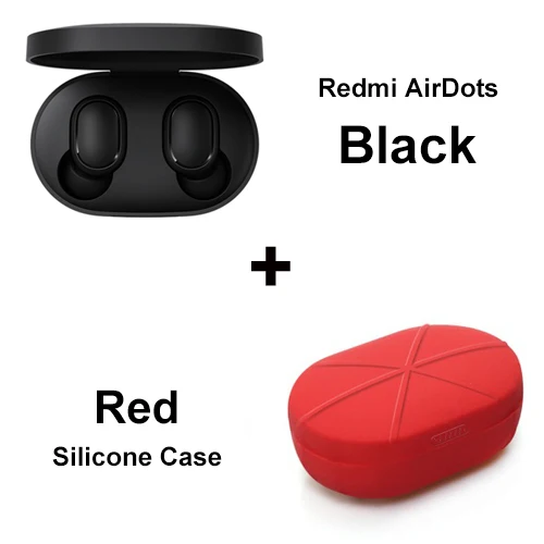 Add Silicone Case RD Xiaomi Redmi AirDots TWS True беспроводной Bluetooth 5,0 наушники DSP шумоподавление Гарнитура наушники TWSEJ04LS - Цвет: Add Silicone Case RD