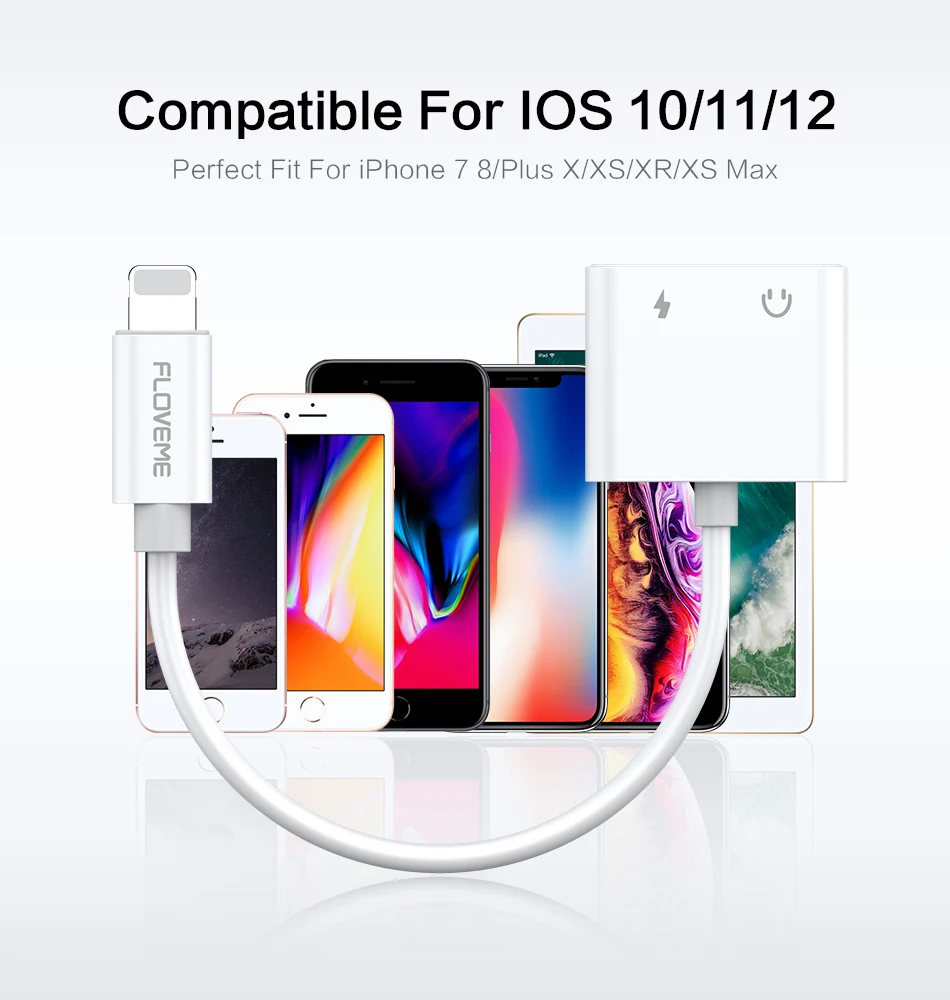 FLOVEME адаптер для освещения 3,5 мм адаптер для наушников сплиттер для iPhone XS XR X 7 8 Plus зарядка аудио адаптер для Aux Jack