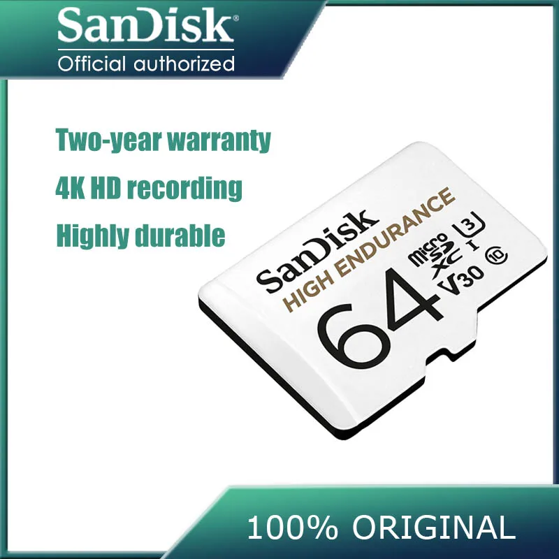 

SanDisk Memory Card High Endurance micro SD Card C10 V30 U3 4K 32GB 64GB 128GB 256GB TF Cards for Dash Cam Home Video Monitoring