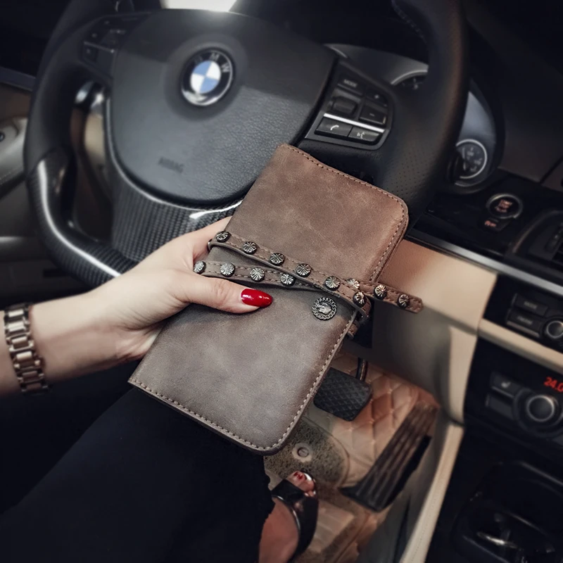 Мужской кожаный кошелек рокер Байкер водителя грузовика панк готический Длинный