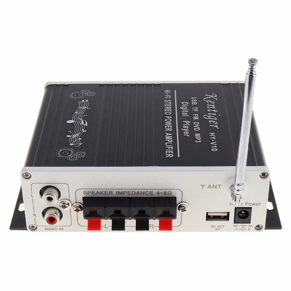 HY V10 20W x 2 Hi Fi Bluetooth автомобильный усилитель мощности канальный FM радио плеер с