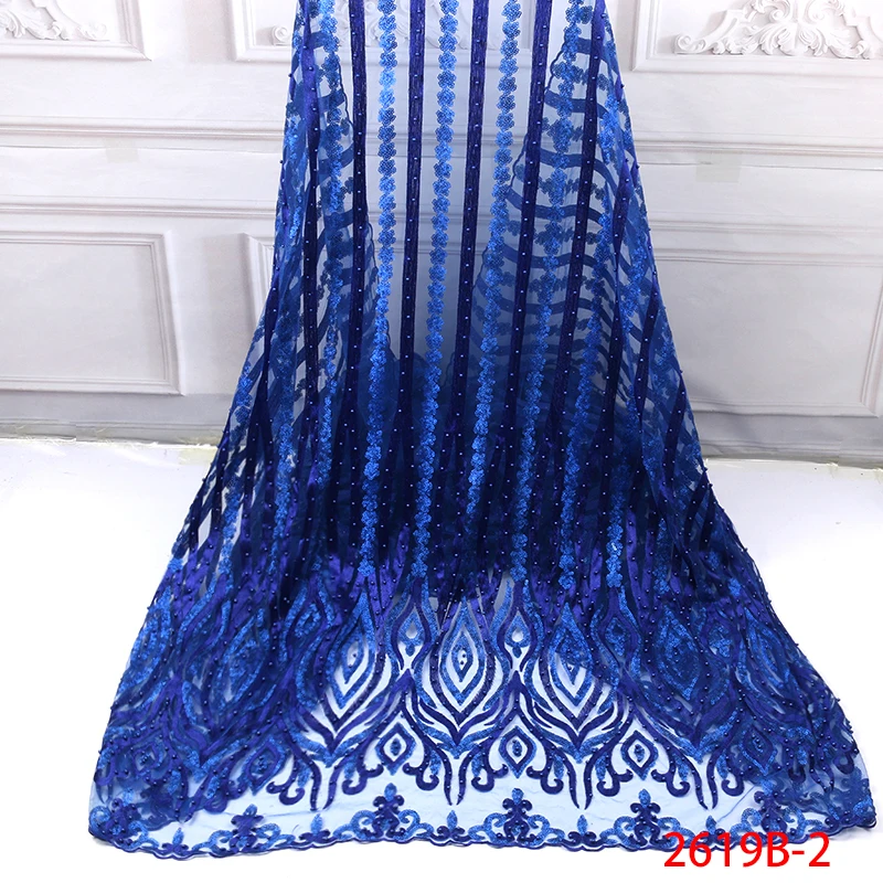 African Lace Fabric 2019 French lace high quality tulle mesh net fabric with sequins and beads Nigerian KS2619B-3 | Аксессуары для