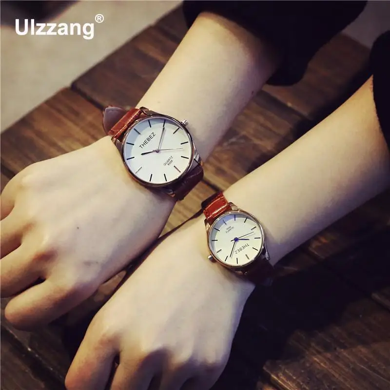 Мужские классические часы деловые аналоговые черные коричневые с кожаным