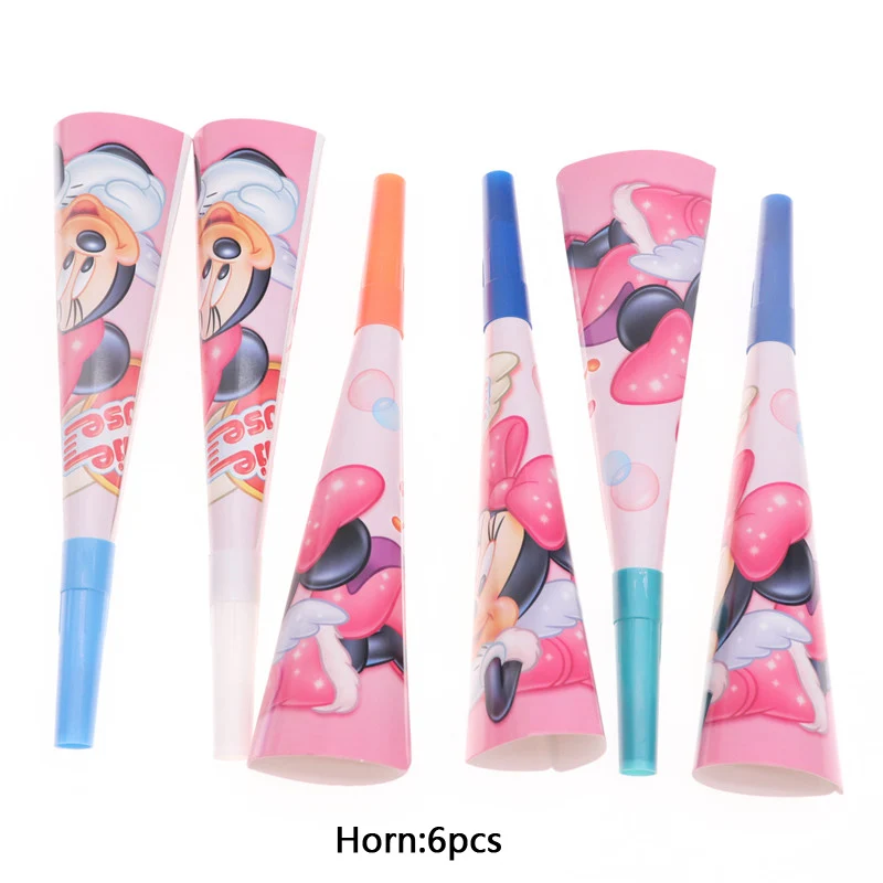 Horn6pcs Вечерние принадлежности Минни Милая мышь детская игрушка в ванную одноразовая посуда баннер украшение на шляпку домашние вечерние игрушки - Цвет: Horn6pcs