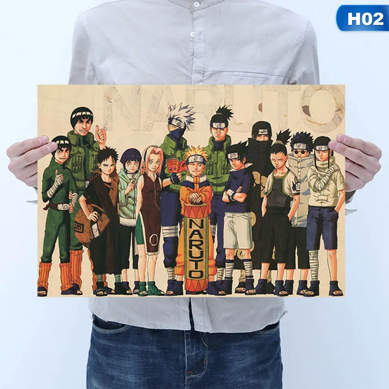 14H02 Винтаж мультфильм аниме постер Naruto бар Детская комната Домашний декор комиксы Наруто ретро крафт-бумага живопись - Цвет: 14H02